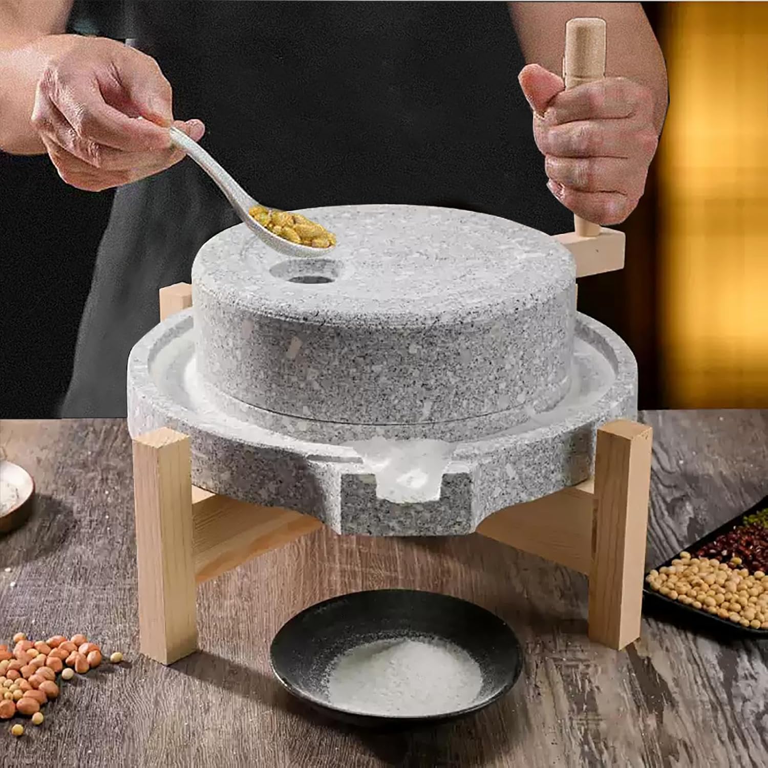 Manual Grain Mill - Wet & Dry Cereal and Coffee Bean Grinder, Food Mill for Home Use, Ideal for Grains, Beans, Barley, and Spices - 7.9 x 11.8 inches