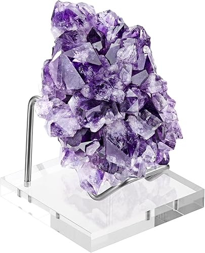 Miniatura 7 de Hipiwe Soporte de exhibición de metal con base acrílica, caballete pequeño para geodas, ágata mineral, ágata fósil, cristales de coral, conchas y