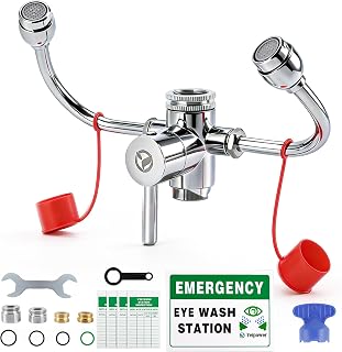 Yeipower Eyewash Staion Sink-Faucet Attachment-Kit - Faucet Mounted Emergency Eye wash Staion OSHA Approved First Aid Eye Flush Unit