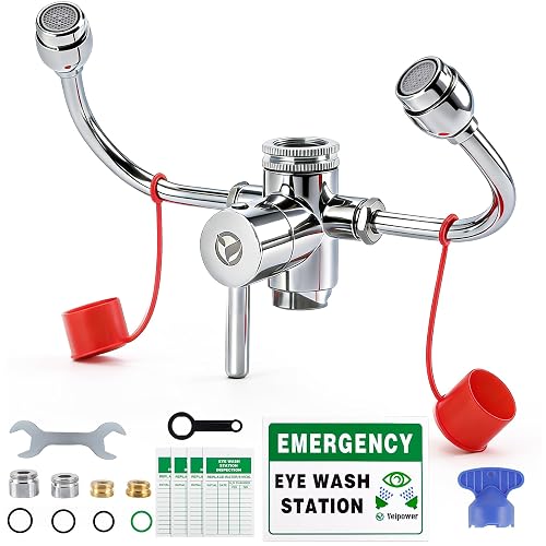 Yeipower Eyewash Staion Sink-Faucet Attachment-Kit - Faucet Mounted Emergency Eye wash Staion OSHA Approved First Aid Eye Flush Unit