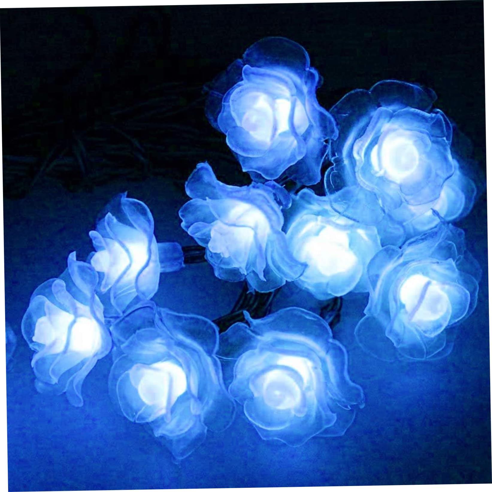 Wedhapy Decorative Solar Lights Flower String Lights, 20FT Cute Rose Flower Fairy, 30 LED Solar String, Waterproof Decorative Lightsfor Garden Fence