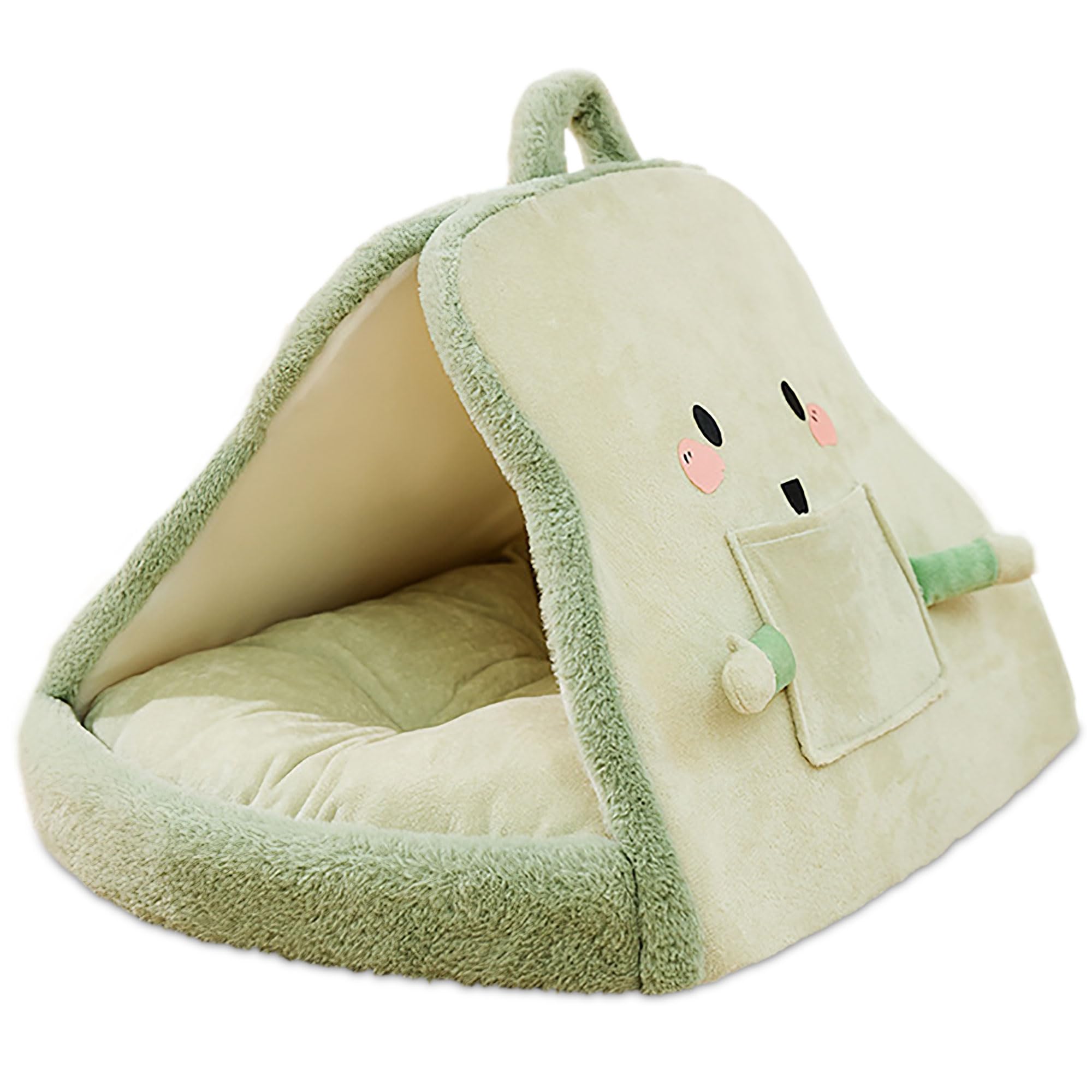 ALLSOPETS Cama Cueva para Gatos, Camas para Perros con Alfombra Extraíble, Cama Cálida y Acogedora para Perros Medianos y Pequeños, Casa de Perro Nido para Gatos para Dormir Relajarse, Verde