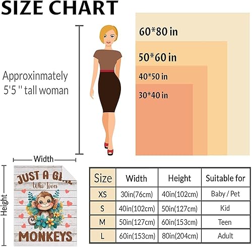 Miniatura 3 de Manta de mono  Manta tamaño cuna de 40 x 50 pulgadas para niñas  Mantas suaves y peludas para sofá, sala de estar y oficina  Manta marrón bonita y