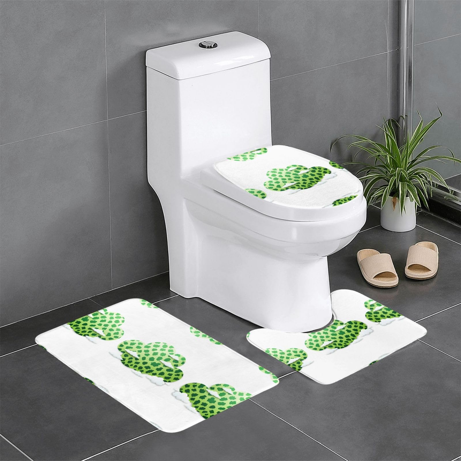 Tapis de salle de bain anti-glisse léopard vert pour sécuriser les WC