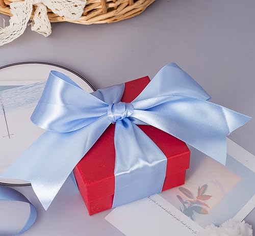 Vista 102 de Cinta de satén sólido azul real de 1 pulgada, cinta de tela artesanal de 50 yardas para envolver regalos, ramos florales, decoración de fiesta