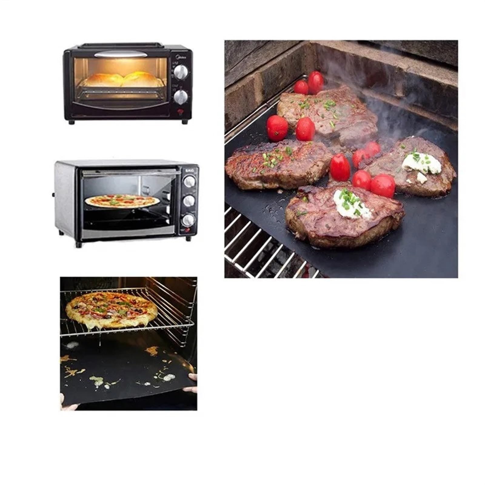 Alfombrilla Barbacoa Estera for asar, revestimiento antiadherente for barbacoa, estera for barbacoa, estera reutilizable for parrilla, estera de aluminio for reunirse con amigos, accesorios for acampa