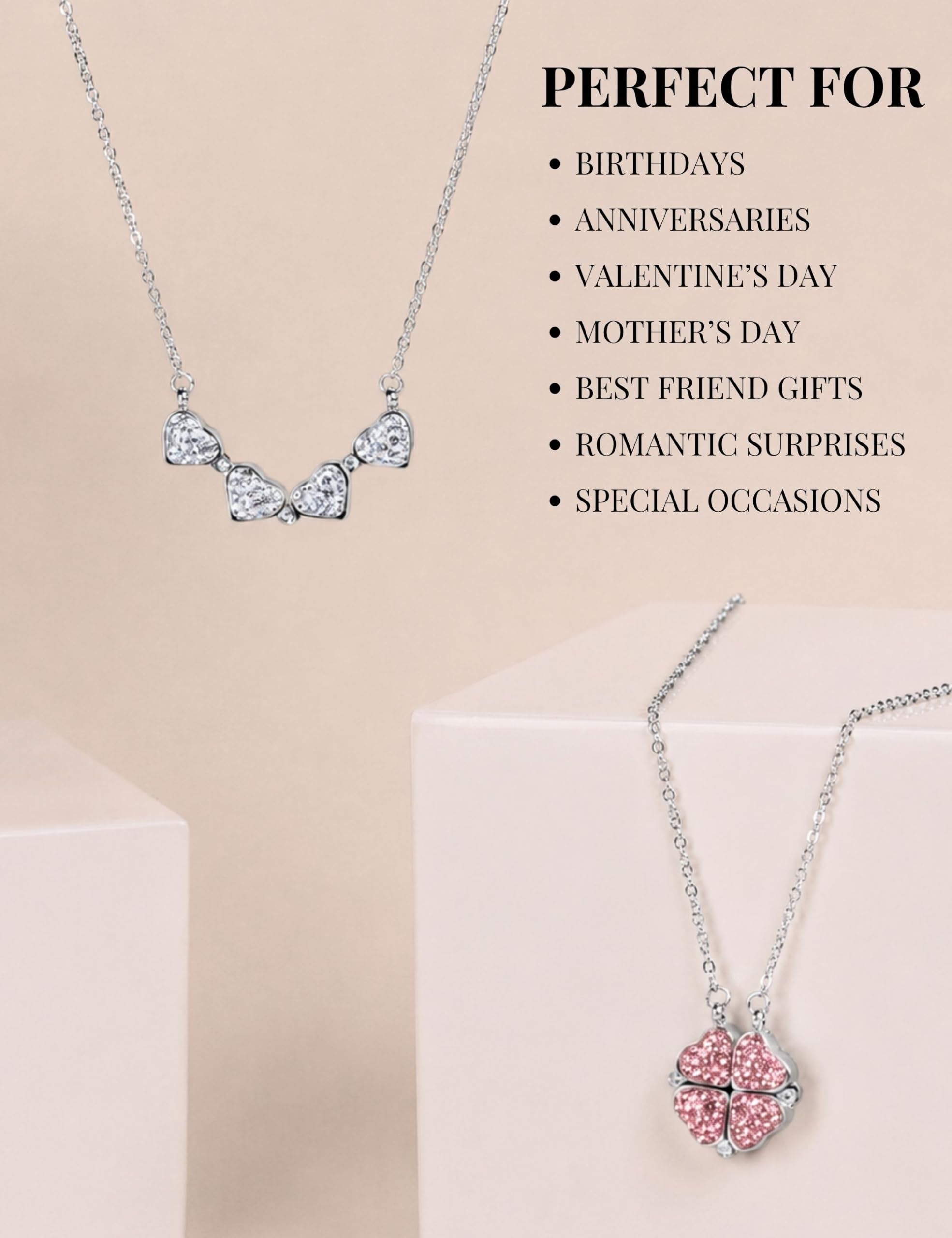 L'adoro Clover Heart damski naszyjnik ze stali nierdzewnej 316L z cyrkonią