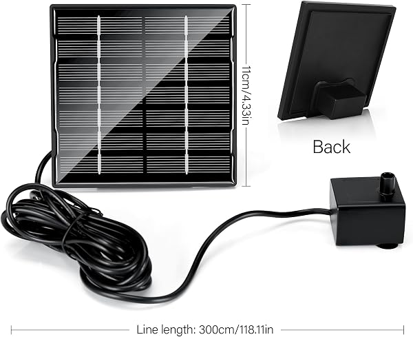 Sprifityy Fontaine Solaire 1.5W,Pompe de bassin solaire avec 6 Buses,Pompe à Eau Solaire d'extérieur avec conduite d'eau de 3 m et piquet,pour Bain d'oiseaux,étangs,piscine,Jardin - 2