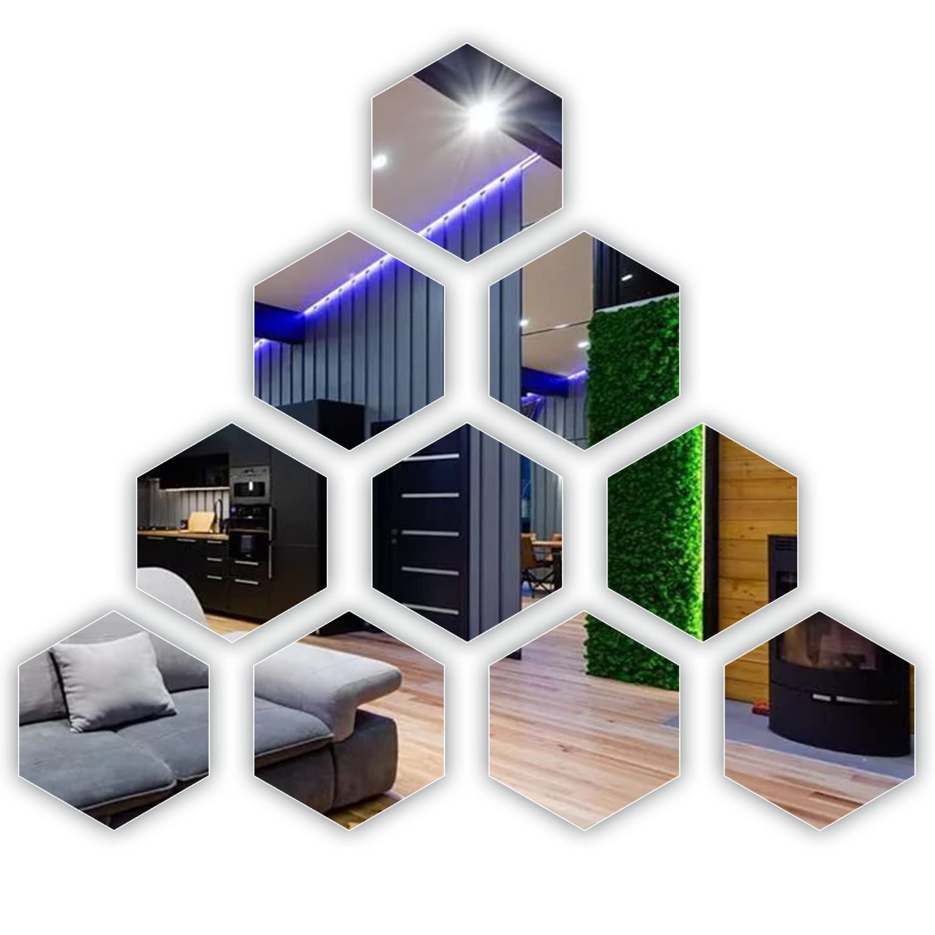 Mirror Wall Sticker Room Decor Hexagon 8 x 7 x 4.1 (16 pcs) Wall Decor Sticker Cute Girls Room Decor Decorative Wall Mirror Tile Sticker Kids Plastic Mirror Kitchen Island Decorations Acrylic Décor