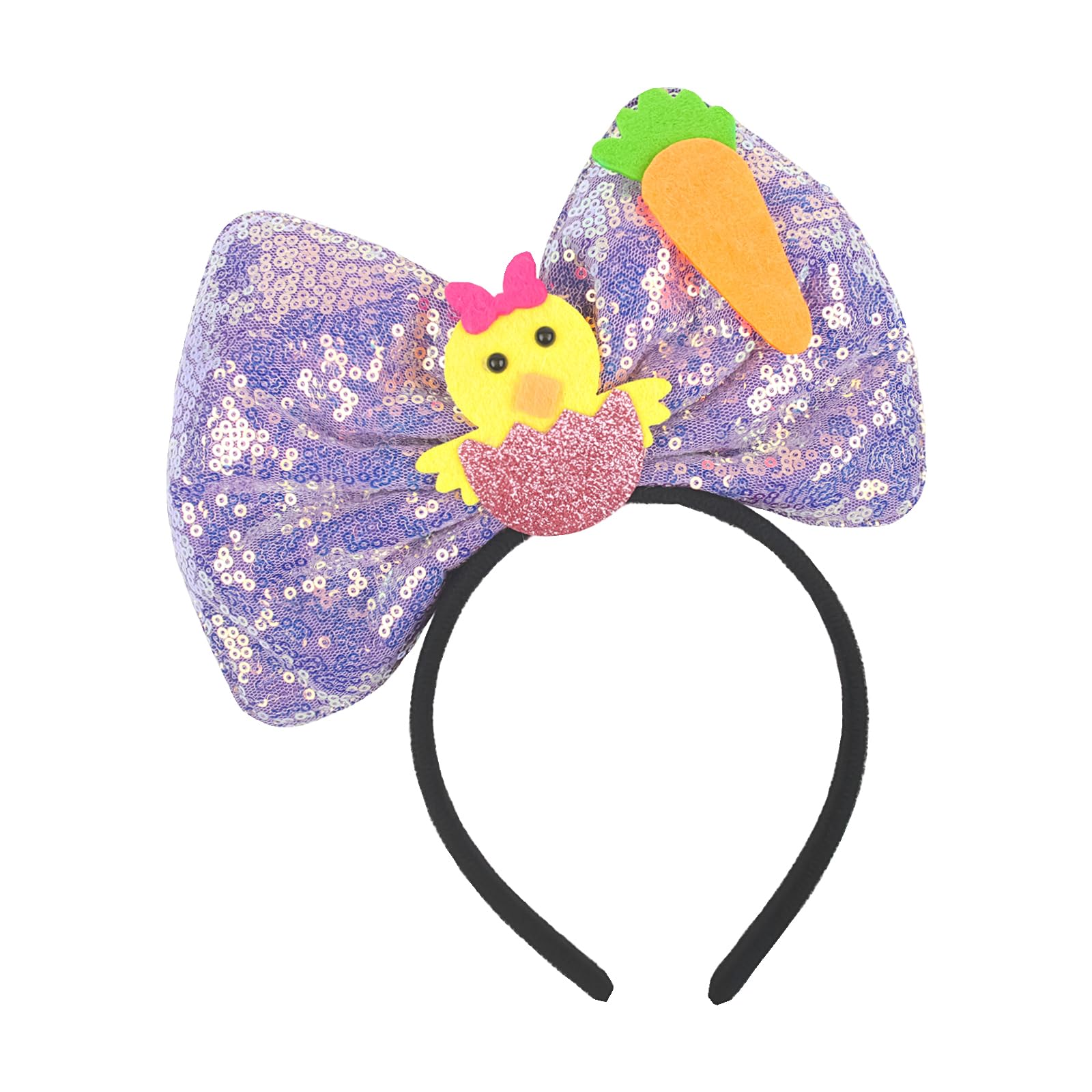 Easter Bow Headbands Sparkly Bowknot Headbands Chick Hair Accessories for Spring Parties, Easter Egg Hunts Photo Shoots