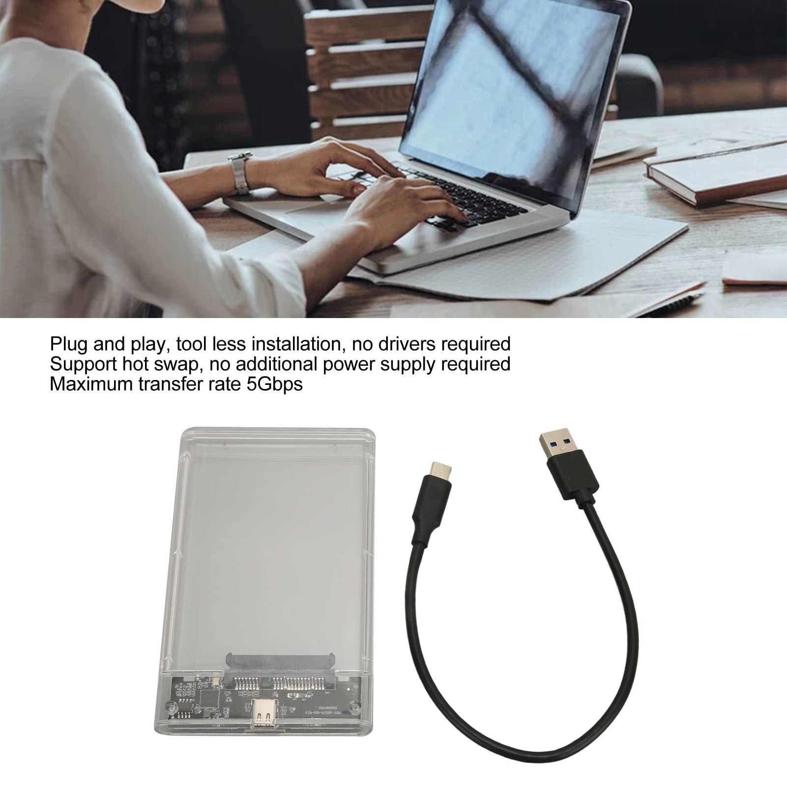Gecheer Cassetta di Rete di 2,5 Pollici per Disco Rigido USB 3.0 - Dettaglio