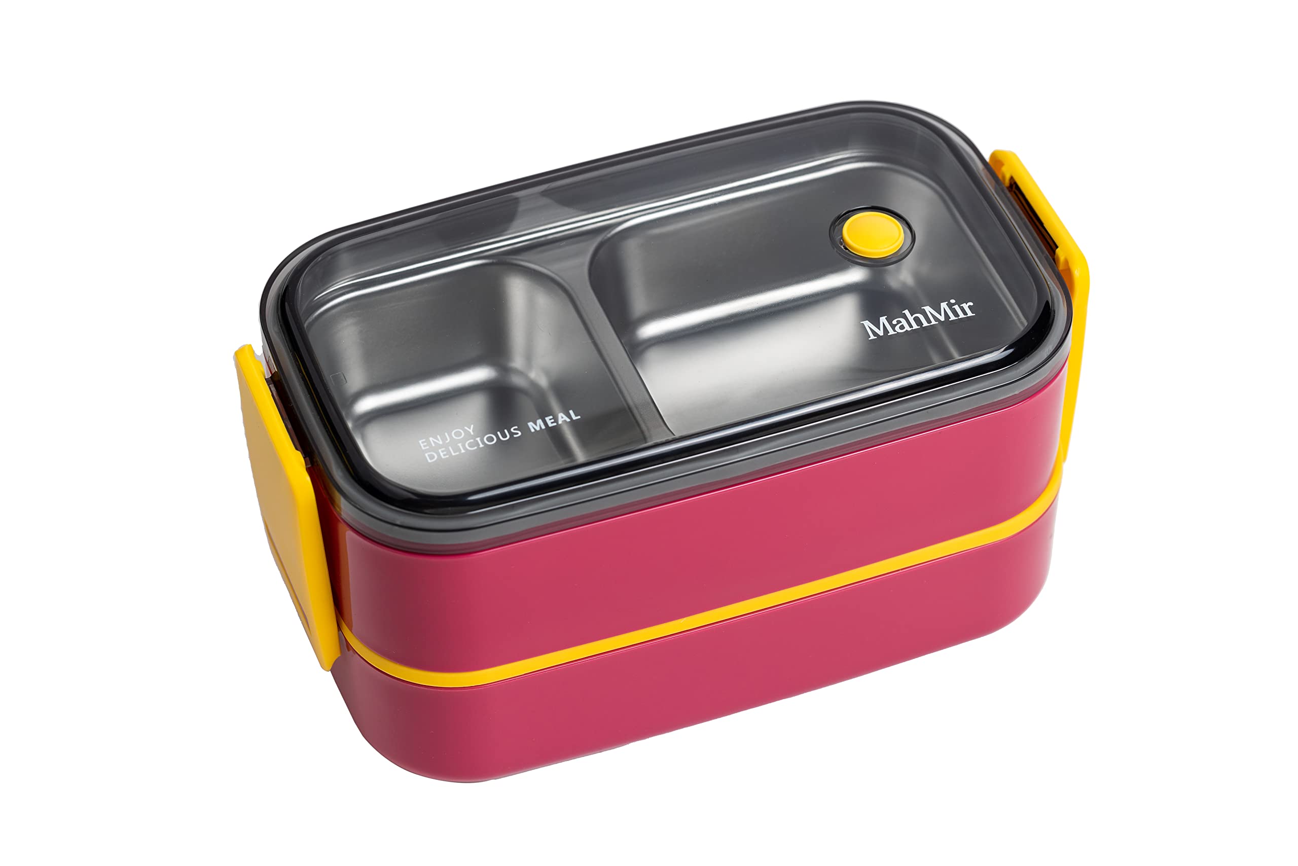 MahMirStainless Steel Lunch Box - Insulated Bento Box Multifunctional-Containers Lunch Box Containers with 2 Compartments & Tableware(304 stainless steel 2 compartments lunch box (Red)