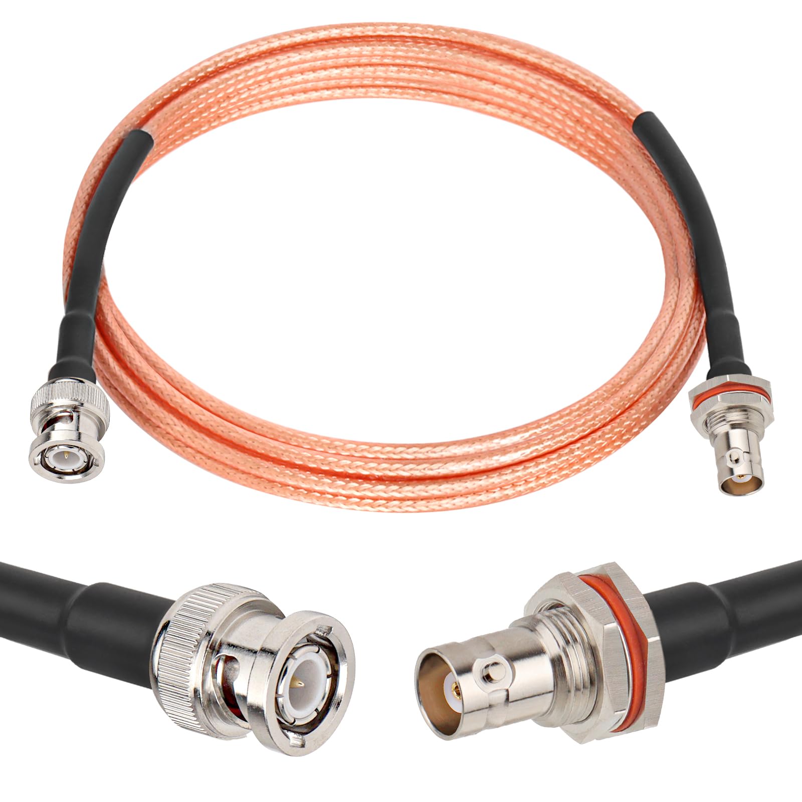 XRDS -RF BNC Cable 6FT, 50 Ohm BNC Cable BNC Male to Female Bulkhead Mount RG316 Coax for Wireless Microphone System Receiver CB Radio UHF VHF Ham Radio Amateur Radio Mobile Radio Antenna