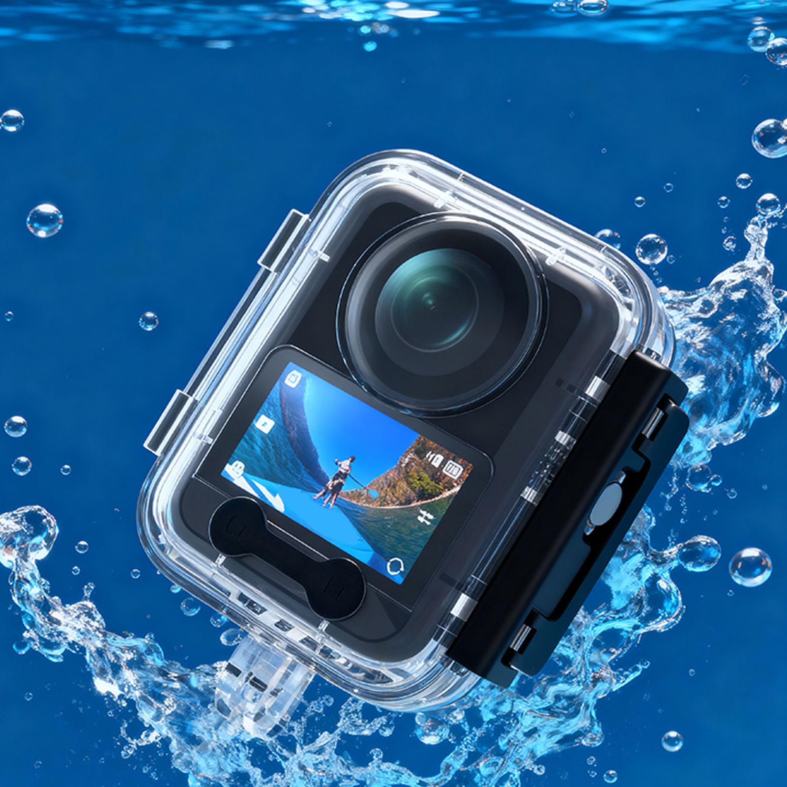 Action Camera Dive Cover 45M per la fotografia subacquea | Copertura subacquea invisibile a 360 gradi con lente ottica trasparente per panoramiche subacquee senza punti ciechi