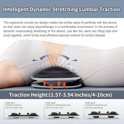 Miniatura 5 de ALPHAY Dispositivo de tracción lumbar multifuncional con estiramiento lumbar dinámico y masaje de amasamiento, terapia física de calor y vibración,