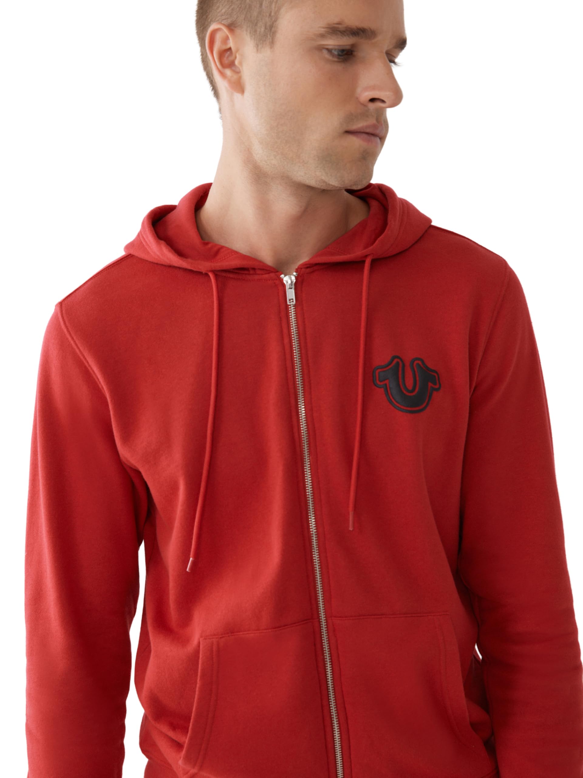 True Religion Męska bluza z kapturem z zamkiem błyskawicznym, prawdziwa czerwień, M