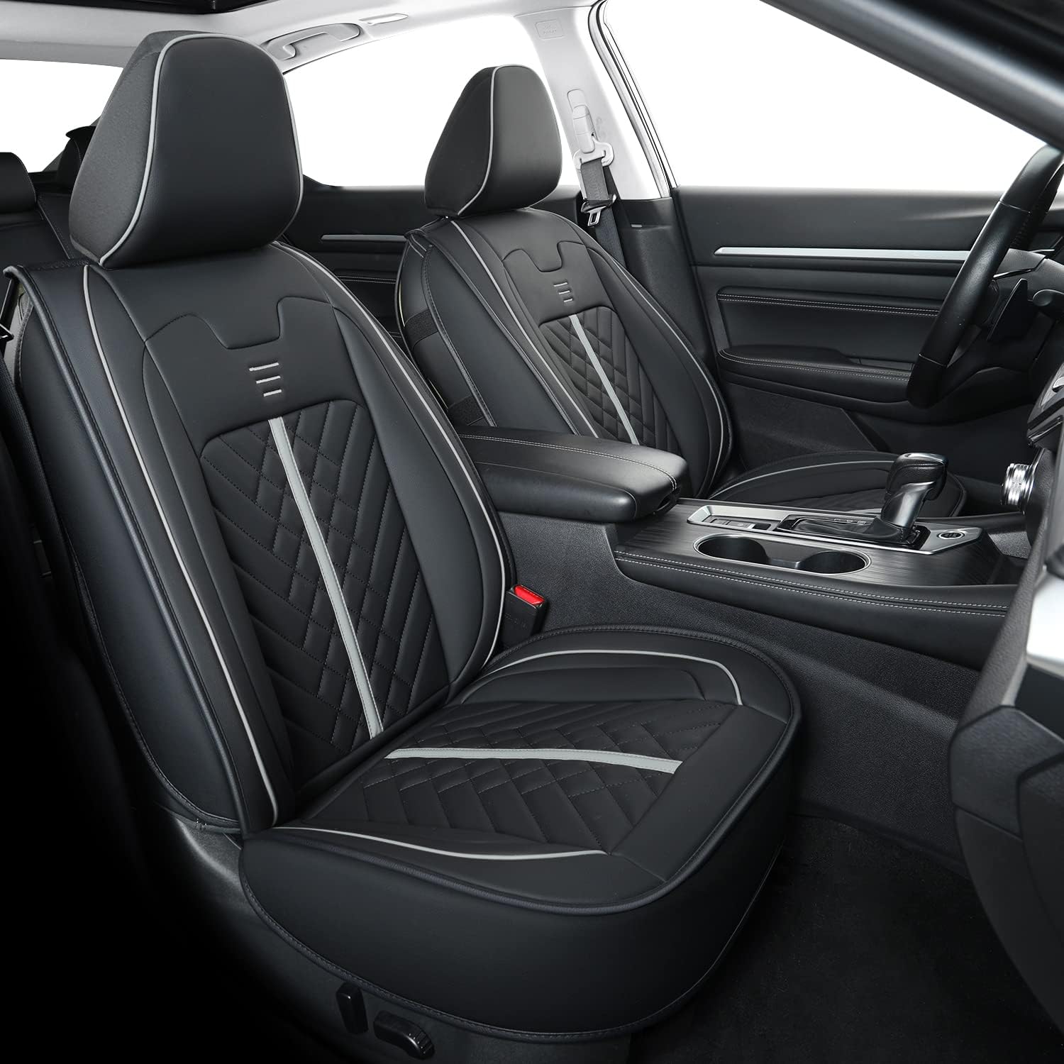 luckyman club altima seat covers, fit for 2013-2024 nissan altima s sr sv sl platinum sedan with water proof faux leather(black&gray)