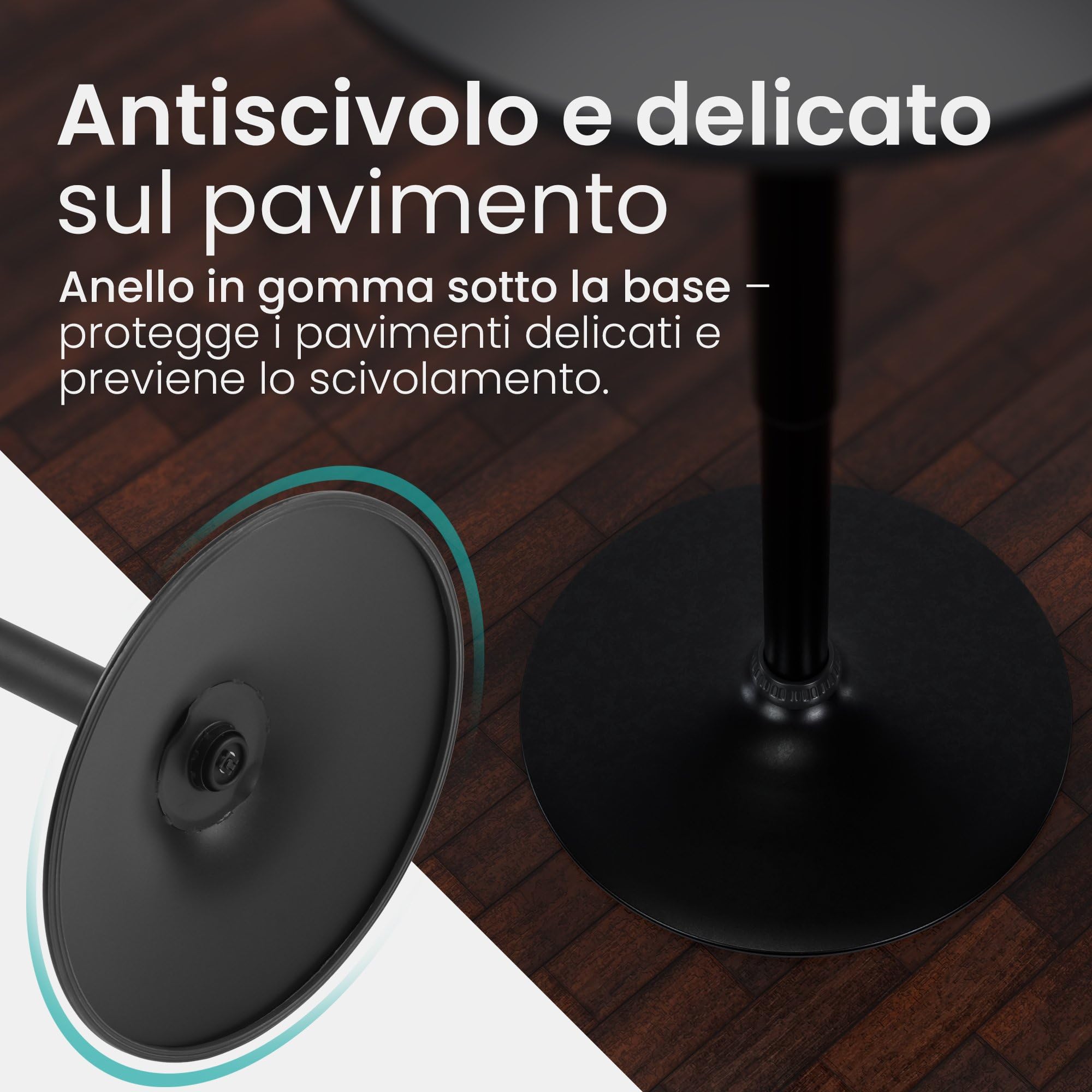 CLP Tavolo Alto Xanten Rotondo Regolabile in Altezza, Girevole con Sollevamento a Gas, Struttura in Metallo Verniciato a Polvere Antiscivolo, Colore:Nero/Nero, Dimensione:Ø 52 cm