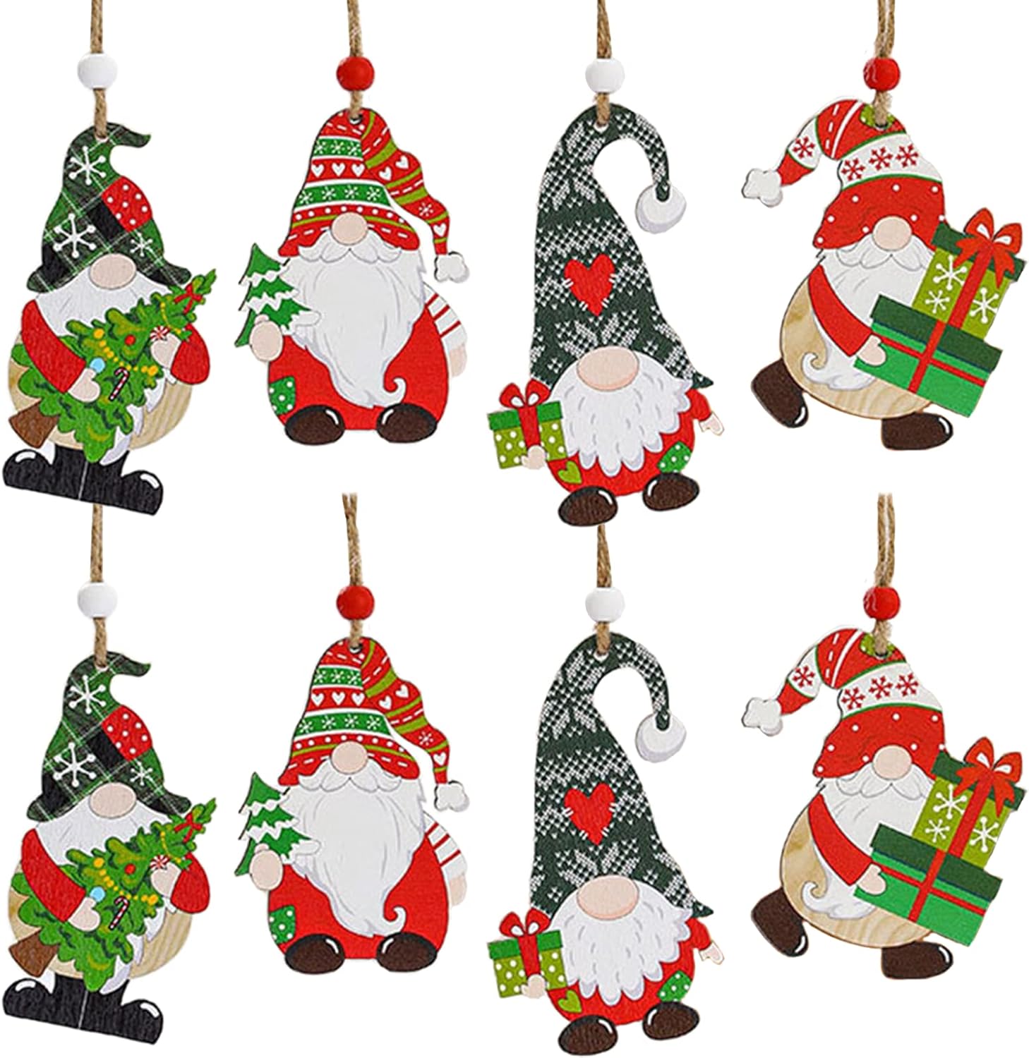 8 Pcs Christmas Tree Ornaments Hanging Christmas Decorations for Wooden