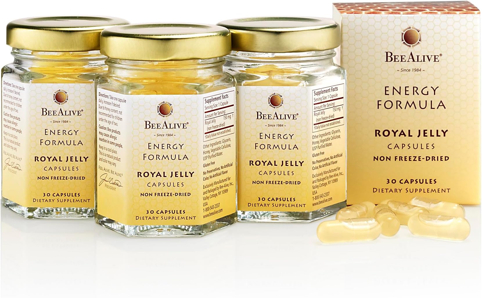 Royal Jelly Capsules - 3 Month Supply - 150 mg - 90 Capsules