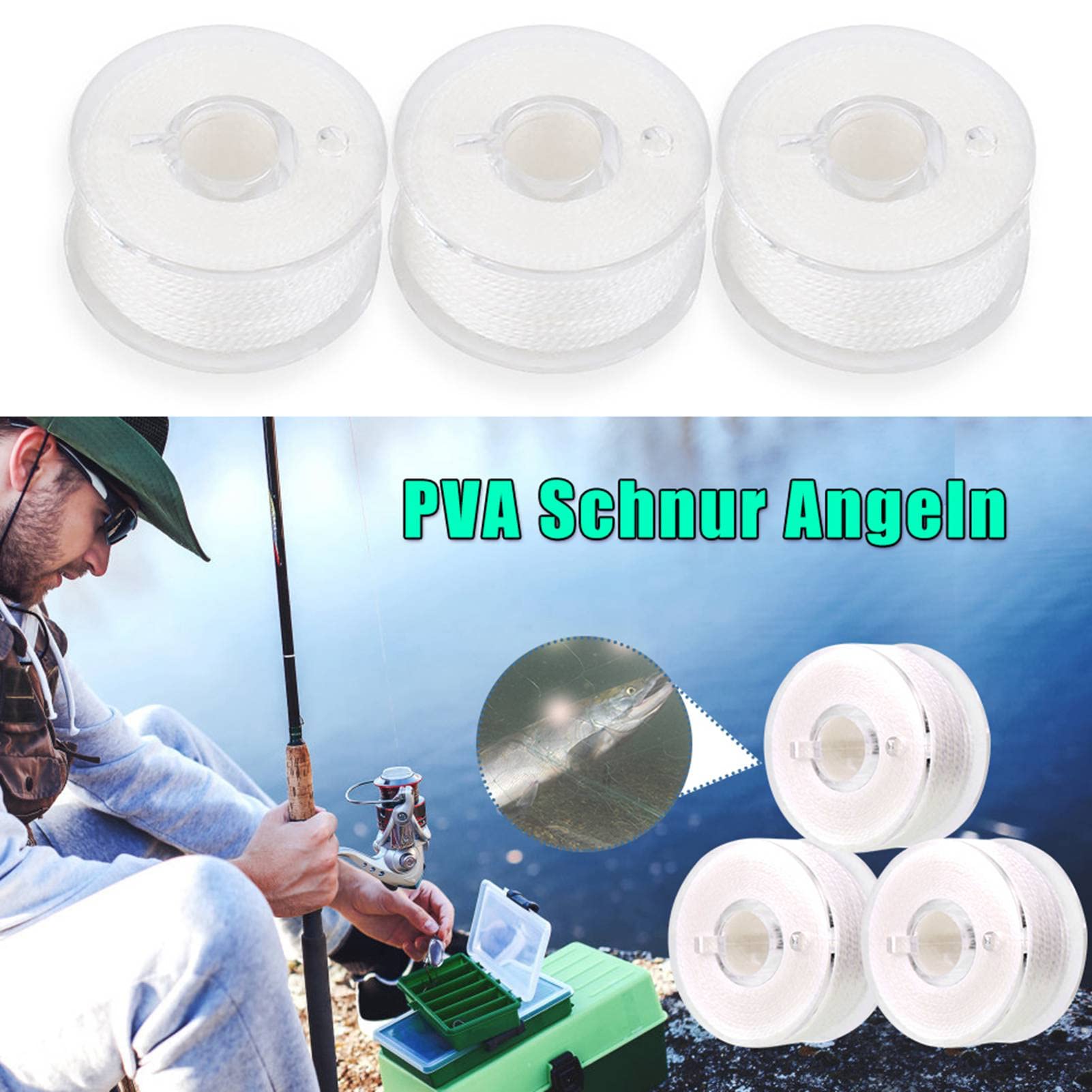Ruban d'appât de pêche, système d'entonnoir, Ligne PVA Soluble dans l'eau, Portable 20m, pour pêche à la Carpe, Amateurs de pêche, Training