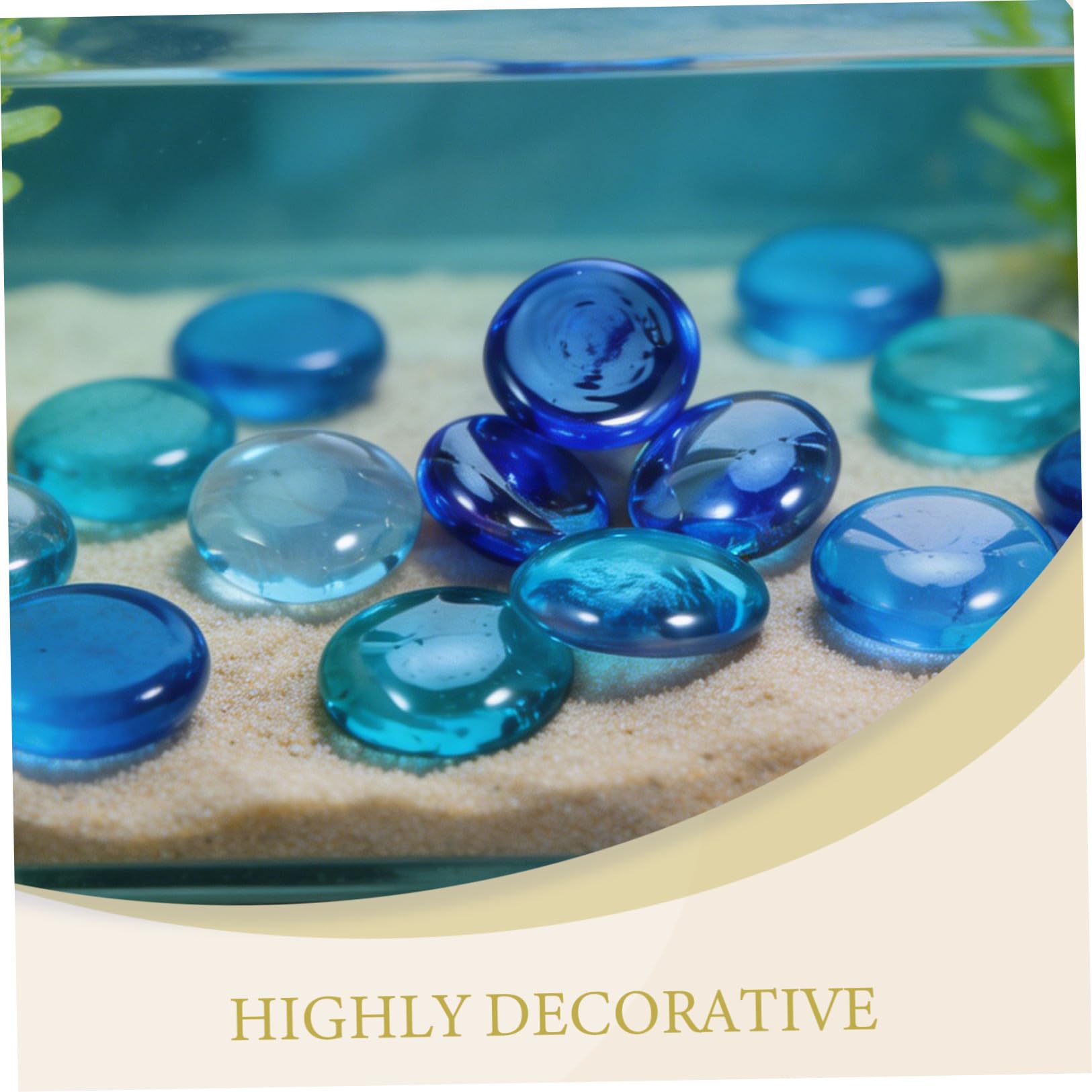 STOBAZA Blaue Glassteine Flach und Rund als Dekoration für Vasen und Aquarien Glatte Farbige Glasperlen für Garten und Blumentöpfe