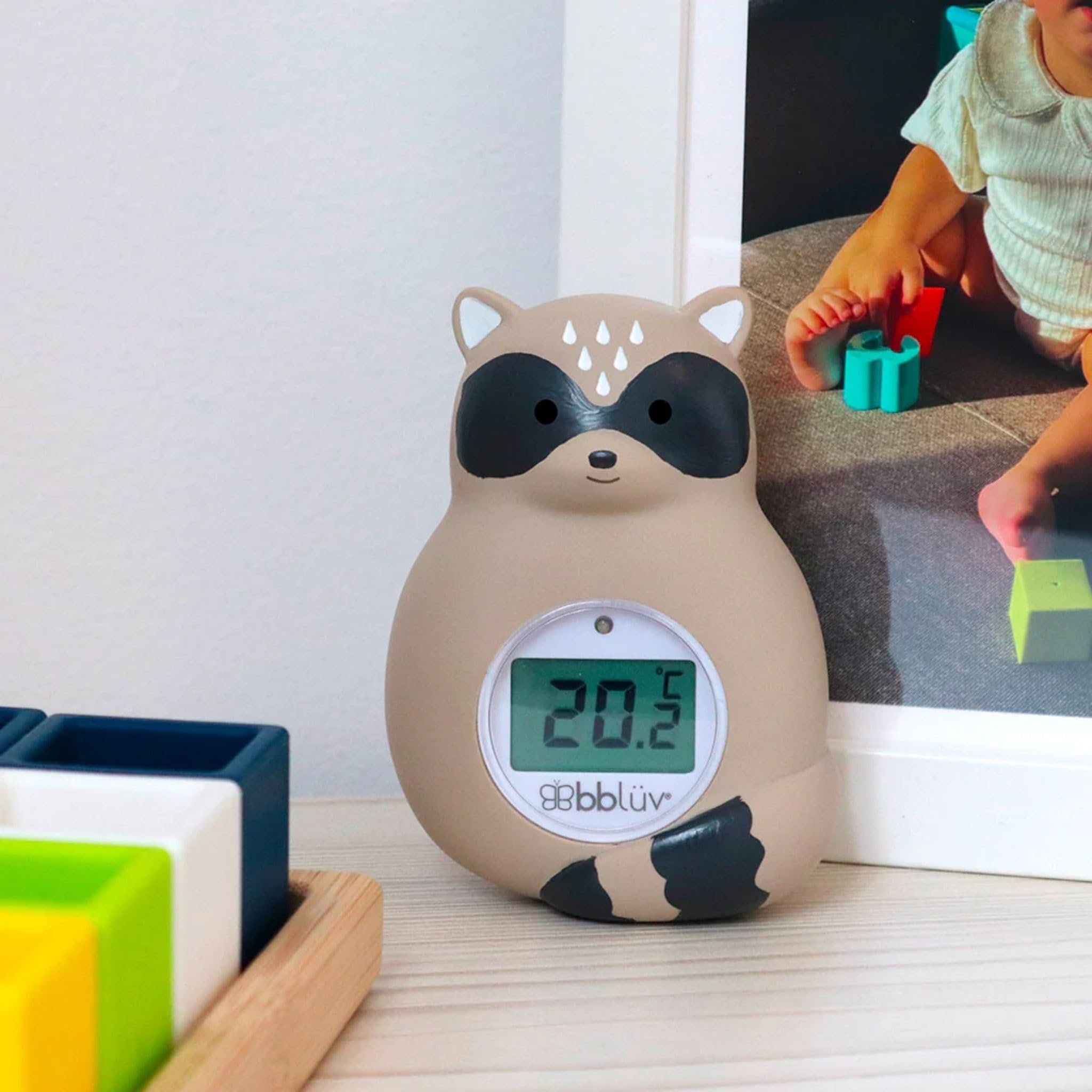 bblüv Raku - 3-in-1 - Baby Bath Thermometer °C/°F - Floating Water & Room Thermometer - Infant Baby Bath Essentials