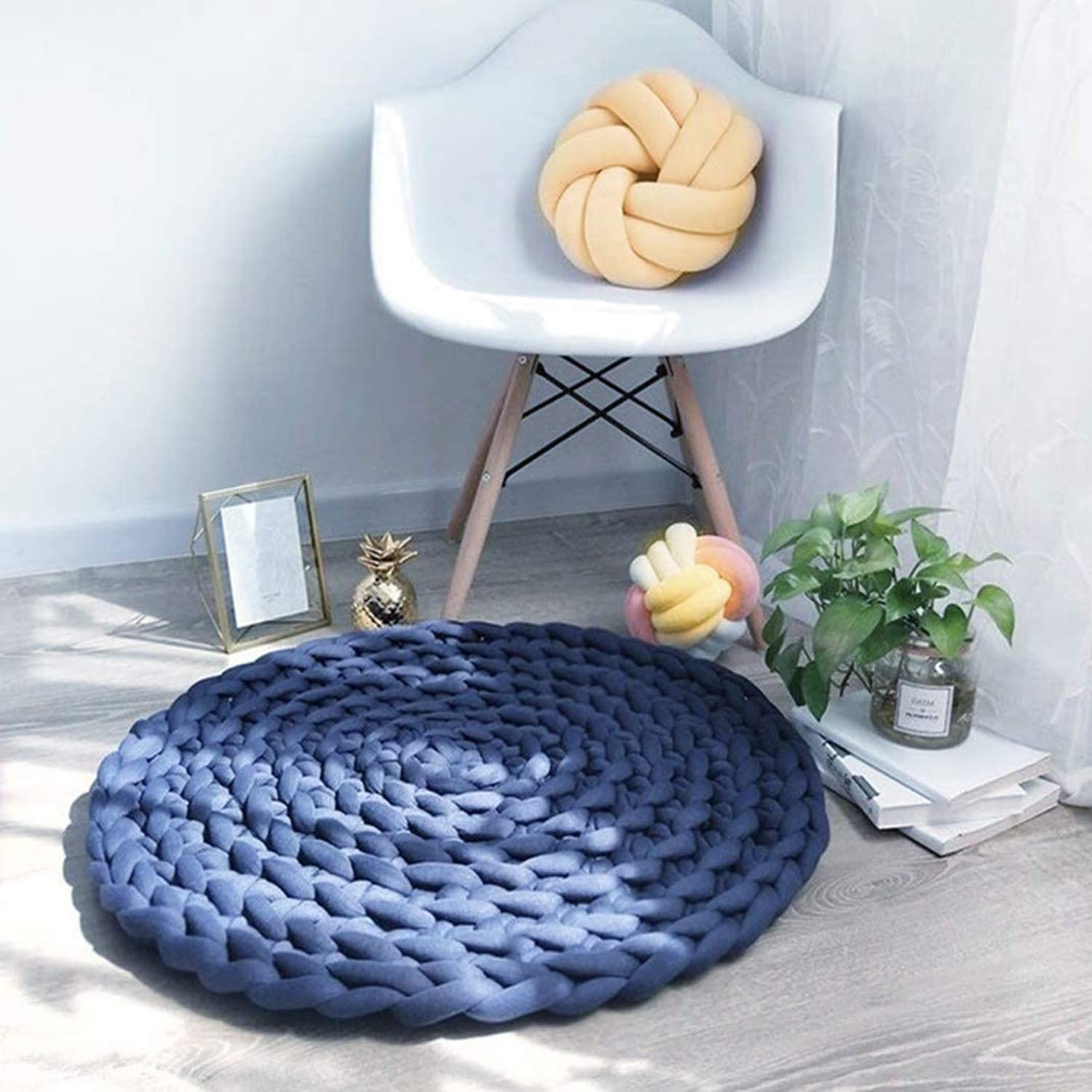 GULAKY Filato di cotone grosso tubo di filato super morbido spesso per lavori a maglia fai da te fatti a mano coperta di lana merino, decorazione alternativa per la casa, blu navy, 2,3 kg (8200 g)