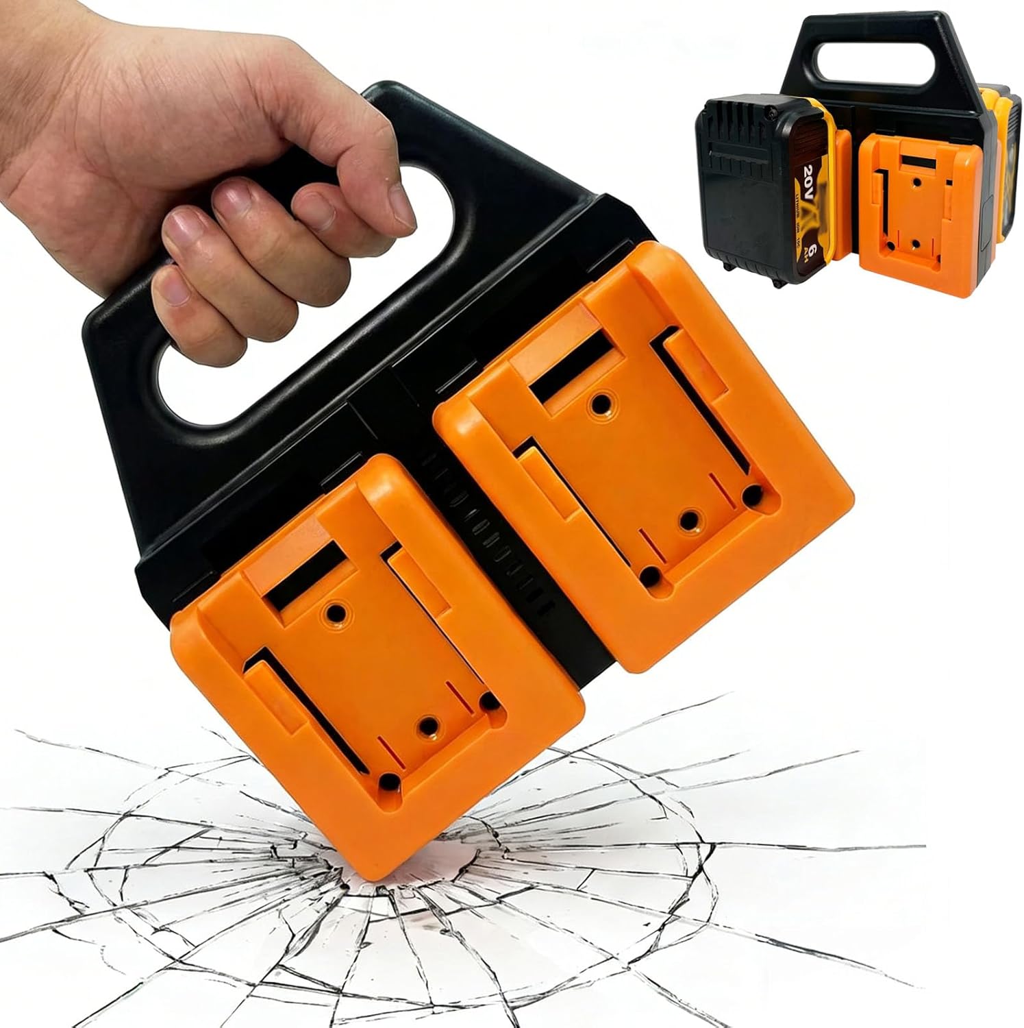 4-Slot Battery Holder Compatible with Dewalt 20V &18V Batteries, Portable Battery Holder with Handle, Ultra-Rugged Heavy Duty Organizer for Storage and Transport(Pack of 1)