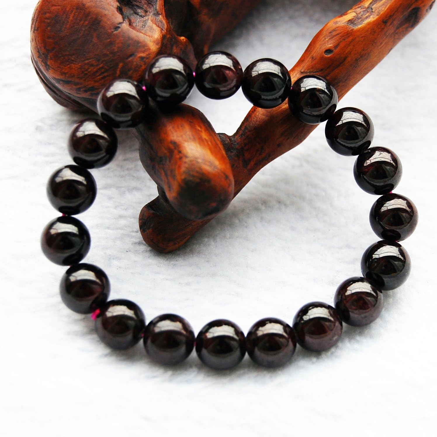 Maya Element Dark Garnet Beads Bracelet Buddhist with Free Sewing Bag Mye-014