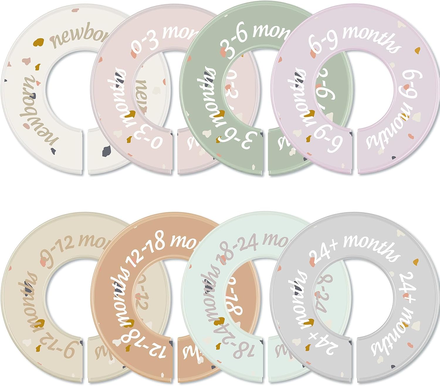 8 Pcs Baby Closet Dividers, Gifts for Moms, Unisex Baby Clothes Organizers, Clear Label Nursery Closet Organizer & Decor, Fits Most Rods(Modern,Cool Colors)