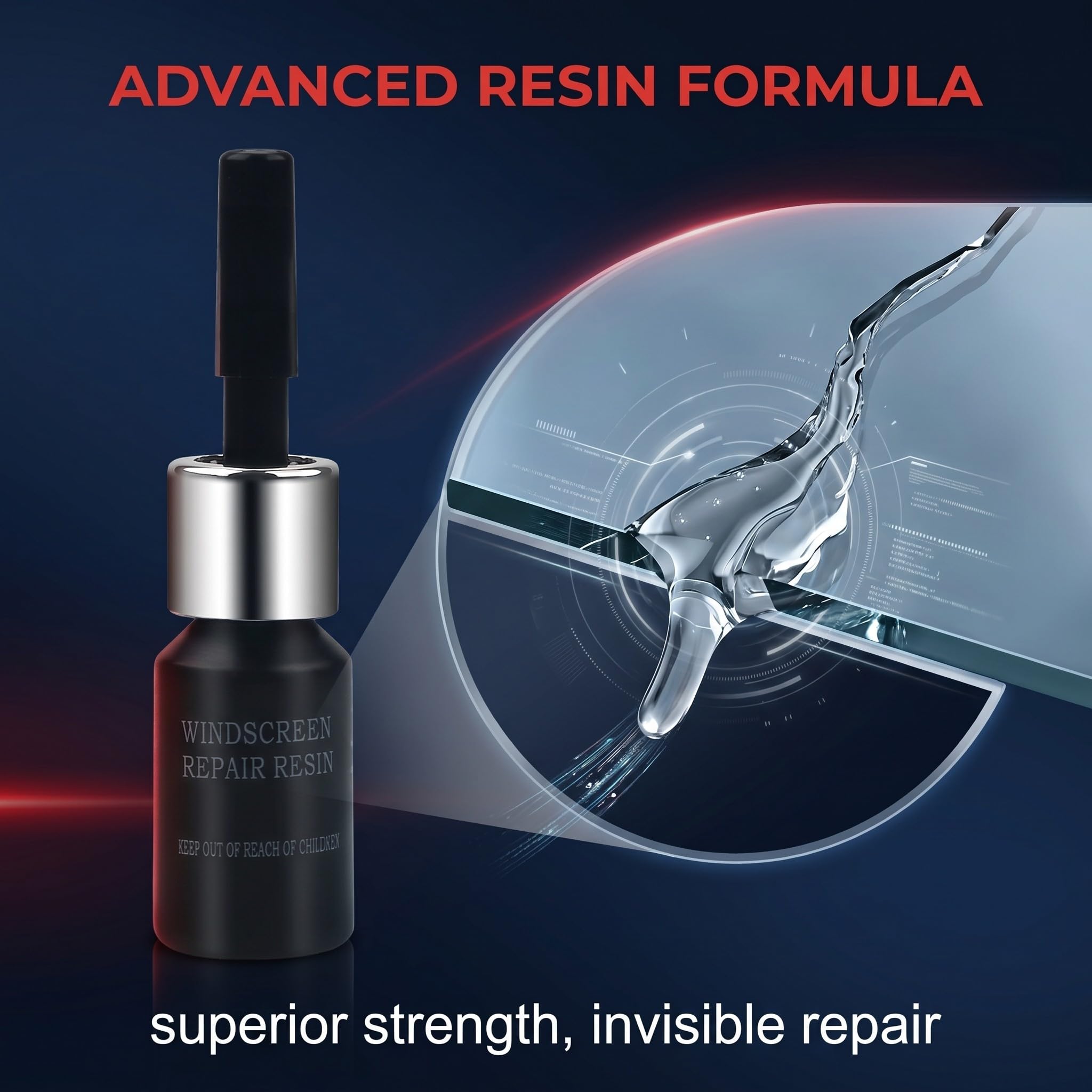 Kit Riparazione Parabrezza Auto, 4 Pezzi Liquido Ripara Vetro Auto per Scheggiature e Crepe, Resina per Riparazione Cristalli con Pellicola Indurente e Lamette, 4 x 3ml
