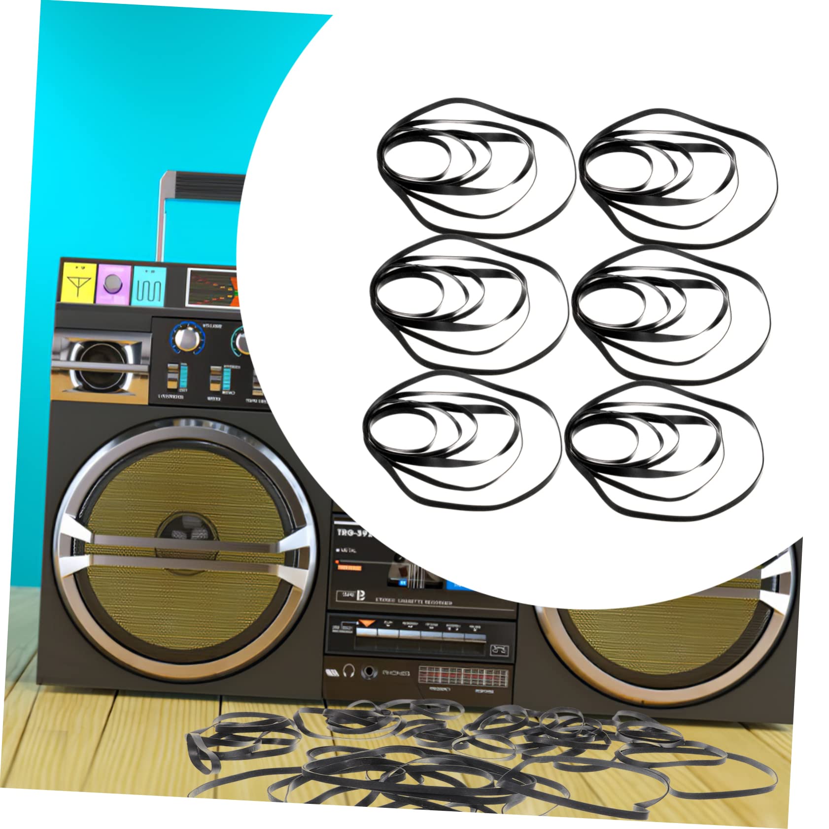Happyyami Cinghie in Gomma Nere e Riduzione Rumore Kit 50 Pezzi Ripristino Velocità Giradischi per Registratore di Cassette per Lettore Cassette Audio