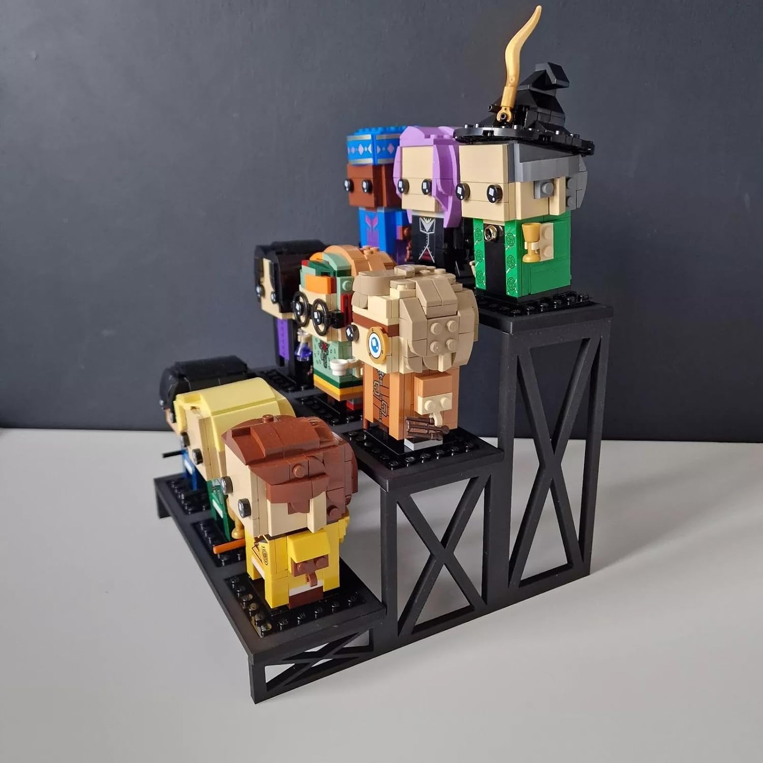 Tiered Display Bleacher Risers Shelf Stands for Lego Brickheadz, Configuration: 3 Tier x 4 Slot (Holds 12)