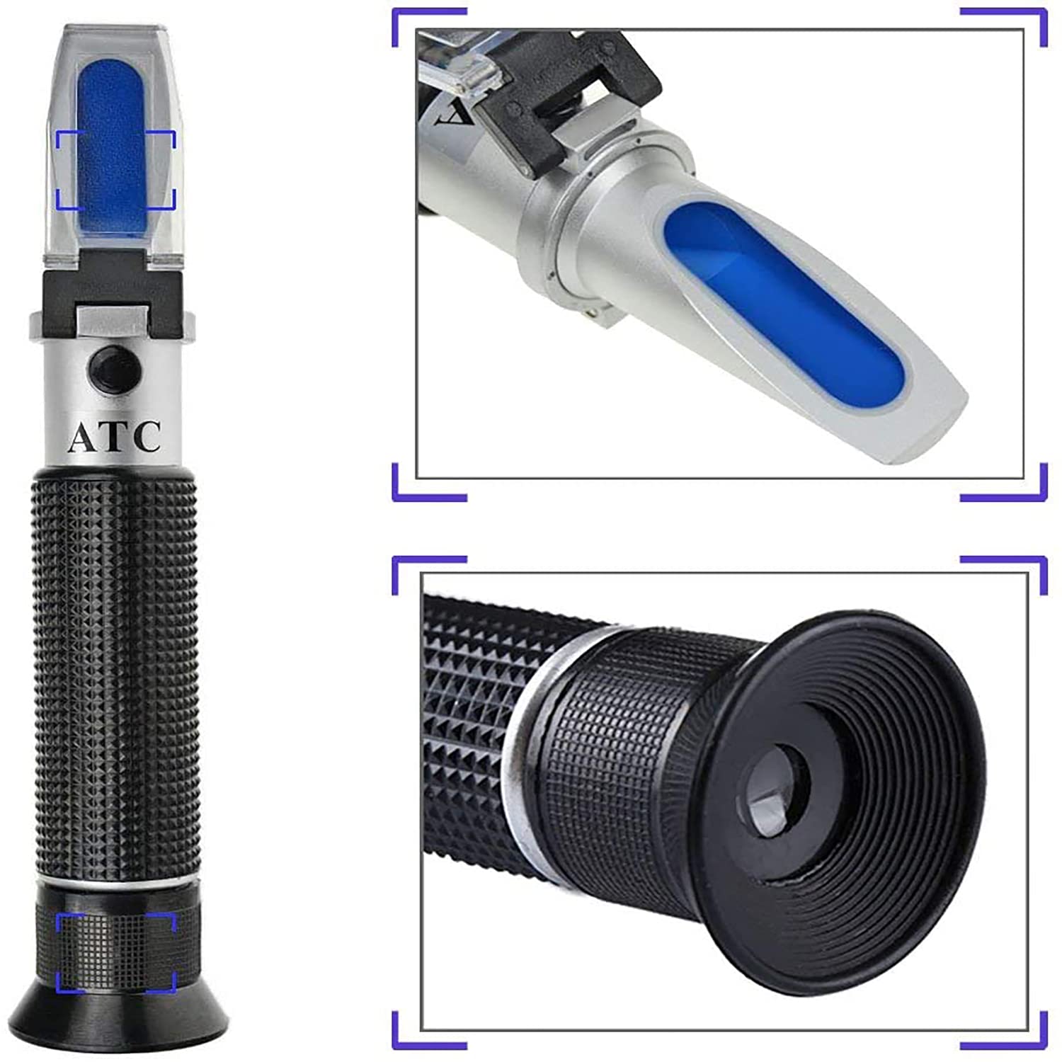 Refractómetro de salinidad,Probador de Agua Salada portátil con compensación automática de temperatura,hidrómetro 0-100‰ y refractómetro ATC de gravedad específica de 1,000a1,070 para acuarios marinos