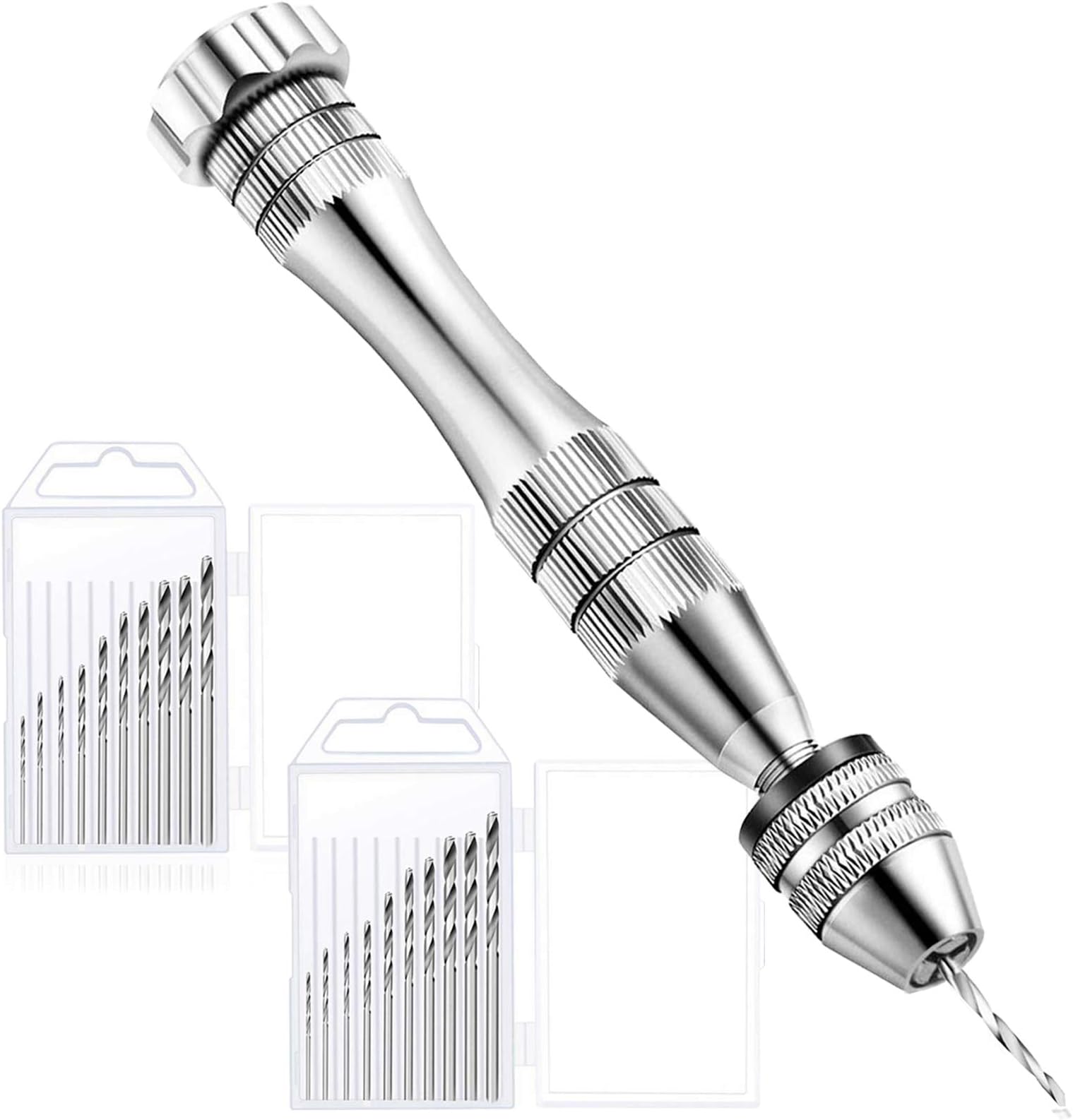 Pin Vise for Resin Casting Molds, 20PCS Drill Bits (0.8-3mm), Precision Hand Drill Tools for Resin, Jewelry Keychain, Pendant