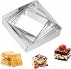 Square Cookie Cutter Set 5 PCS Stainless Steel Biscuit Cutters, Nested Baking Molds with 5 Sizes for Cookies Pastry Fondant Sandwich Dough, Metal Baking Cutter for Kitchen DIY Baking