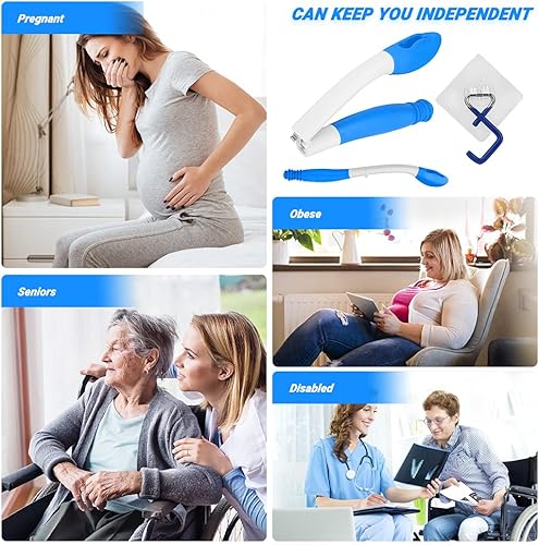 Miniatura 8 de Jhua - Ayudas de inodoro plegables para limpiar, limpiador de glúteos cómodo de 15.7 pulgadas de largo alcance con bolsa de transporte fotovoltaico,