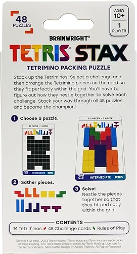 Miniatura 2 de Brainwright - Tetris STAX - Rompecabezas de embalaje Tetrimono - 48 Piezas