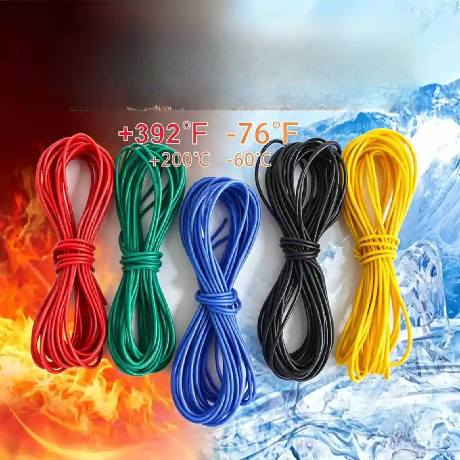 5 Colors Wire-28 AWG Cable Kit 10 ft 16 ft 33 ft Flexible(YELLOW; 5 m; 24 AWG)