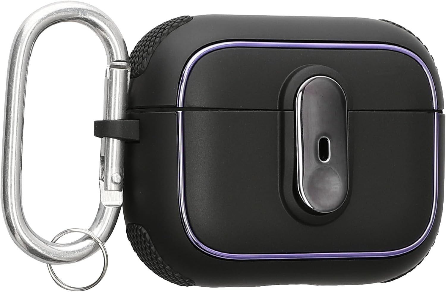 kwmobile Case for Apple Airpods Pro 2 Case – Shockproof Cover for Bluetooth Earbuds – Lockable Function – Carabiner Keychain Clip – Black/Black