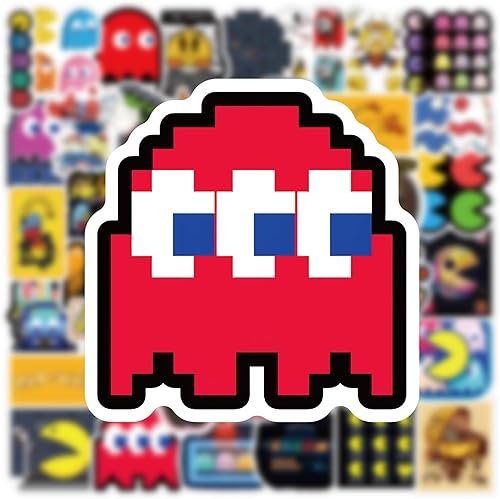 Miniatura 9 de Pacman - 60 calcomanías impermeables de dibujos animados para niños, niñas, adolescentes, adultos, para cumpleaños, fiesta de Halloween, suministros