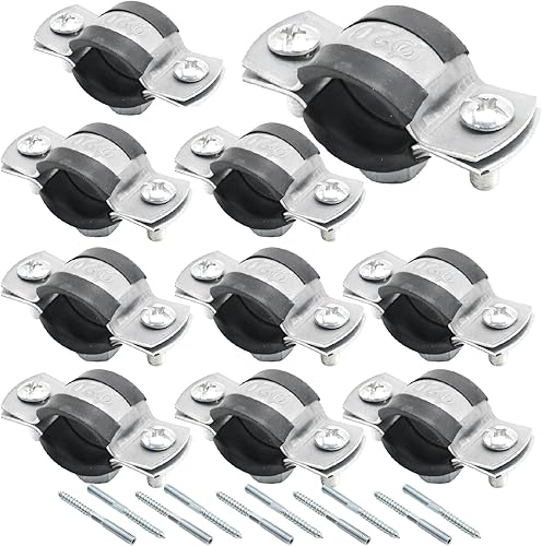 VIKKSAER 10 abrazaderas de soporte de tubo ajustables, abrazadera de tubería colgador de anillo dividido, abrazadera de soporte de tubería