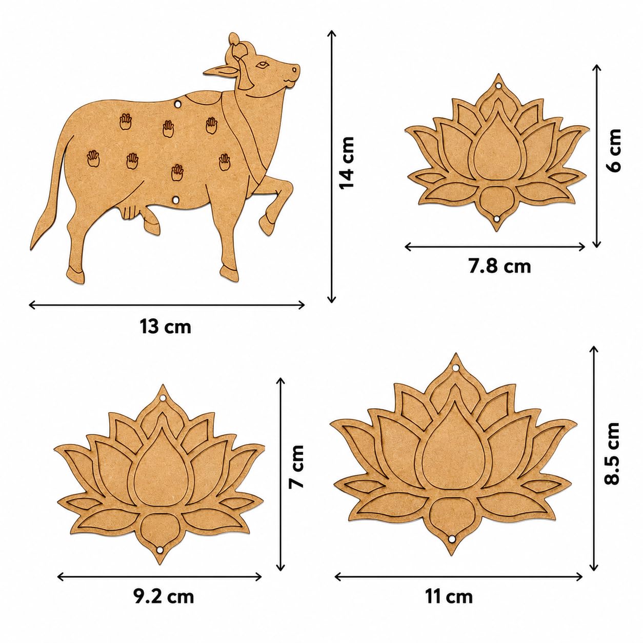 The Brown Box® DIY Pichwai Painting Kit for Adults & Beginners – MDF Cow & Lotus Cutouts Craft Set with Beads, Rings & Pom Poms – Traditional Indian Art Wall Hanging Hobby Kit & Gift Set