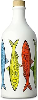 Frantoio Muraglia, Keramikgefäß Pop Art Sardinen mit Nativem Olivenöl Extra 500ml, mittlere Fruchtigkeit, handgefertigt und dekoriert von unseren Kunsthandwerkern aus Apulien