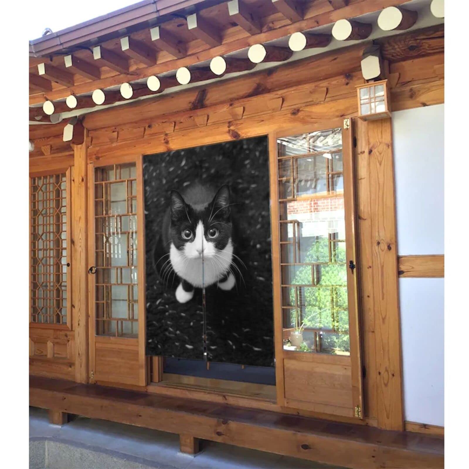 Amazon｜のれん 八割れ 猫 ハチワレ猫ちゃん ドアカーテン