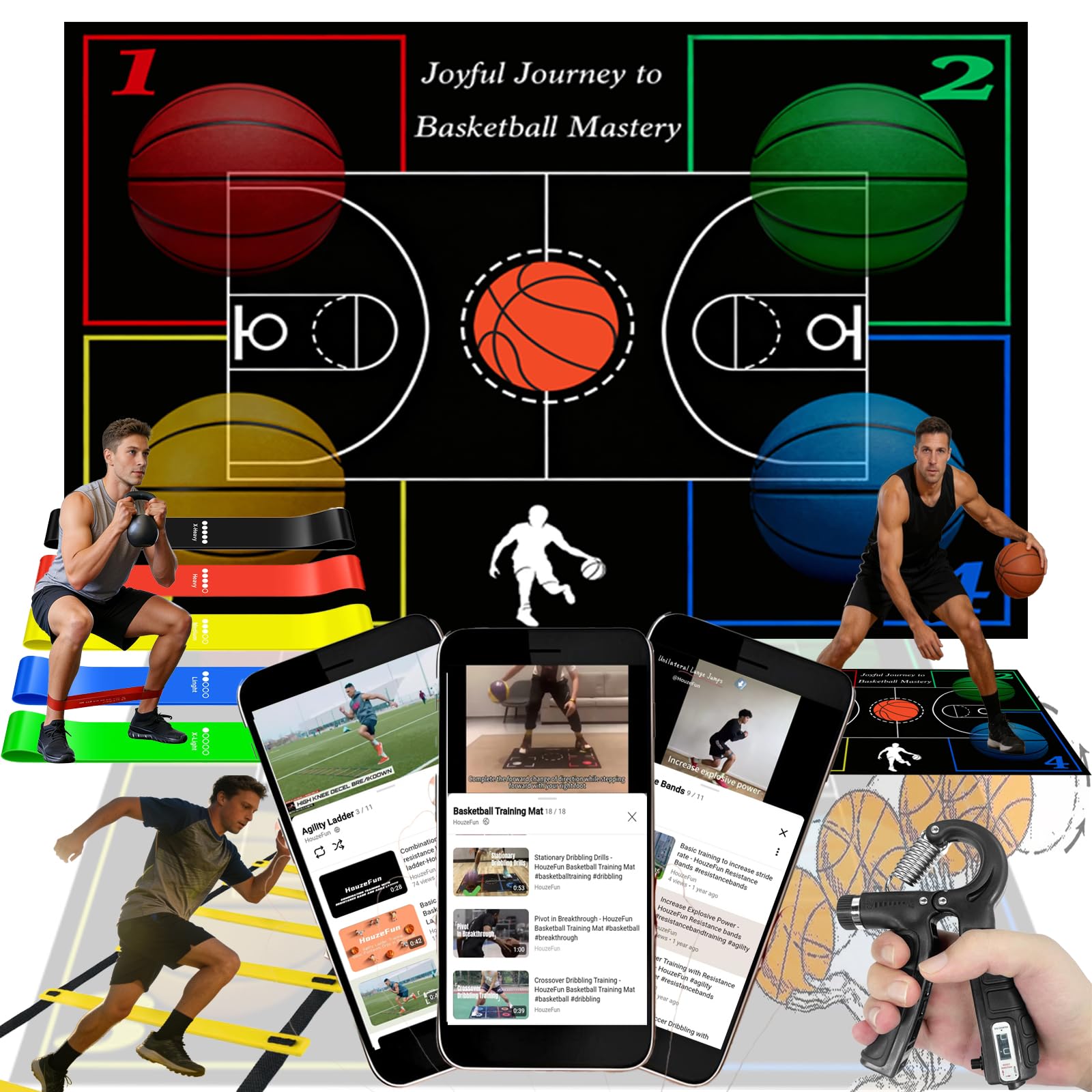 Équipement d'entraînement de basketball, tapis d'entraînement à l'agilité et au jeu de jambes, entraîneur de dribble, accessoires d'entraînement pour améliorer la vitesse, la force et la coordination.