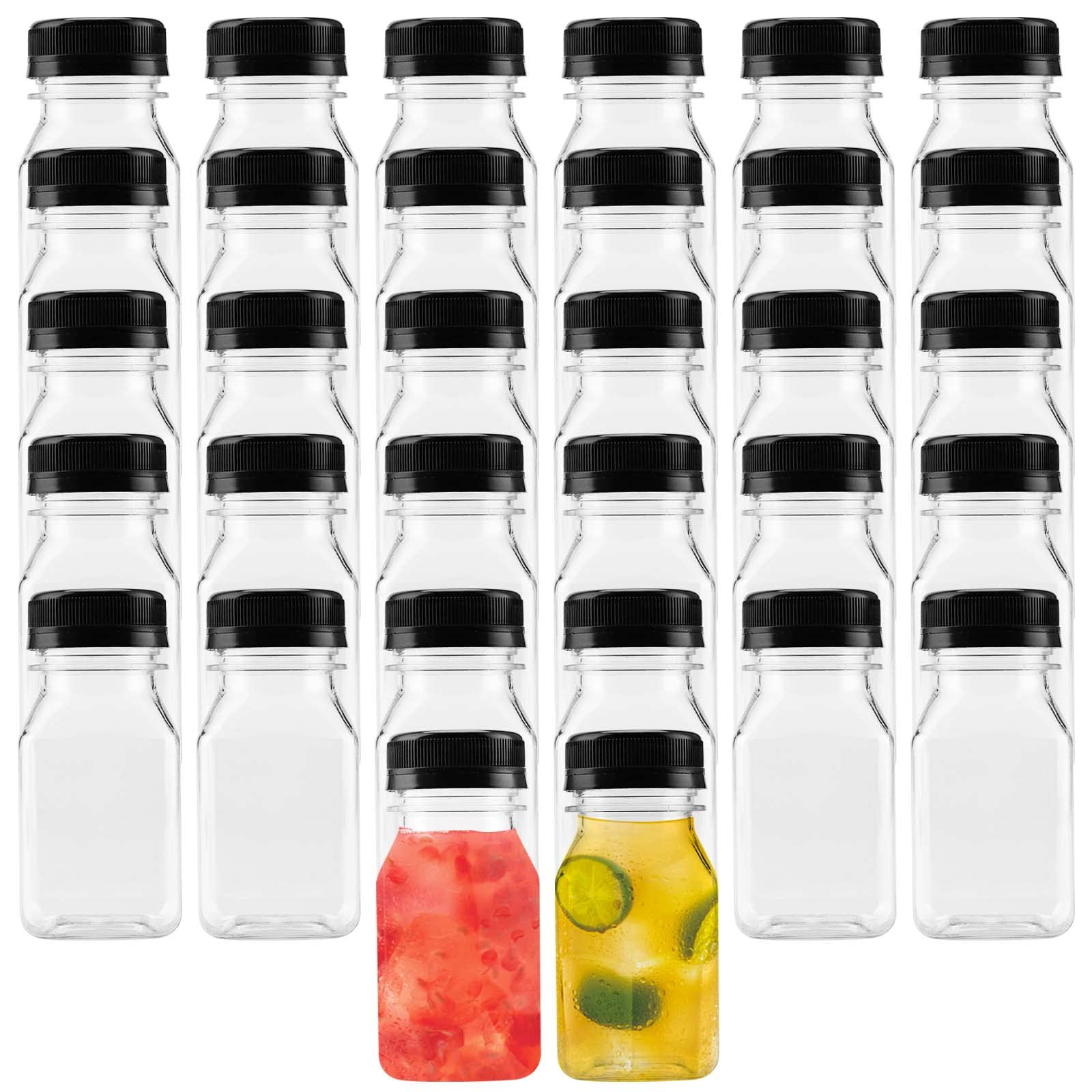 PINGEUI 36 Pack 4oz /120ml Plastic Shot Juice Bottles with Black Lids, Empty Plastic Juice Bottles, Mini Fridge Shot Bottles for Juice, Milk, Water, Coffee, Smoothie