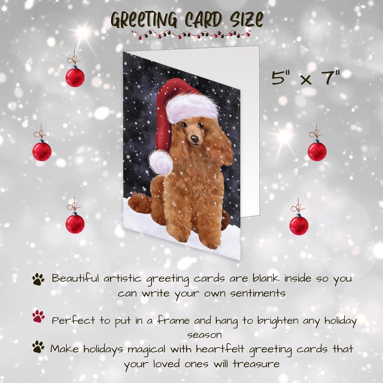 Doggie of the Day Let It Snow Christmas Happy Holidays Poodle Dog Note Cards - Adorable Pets Invitation Cards with Envelopes - Pet Artwork Christmas Note Cards GCD1565 (10 Greeting Cards)