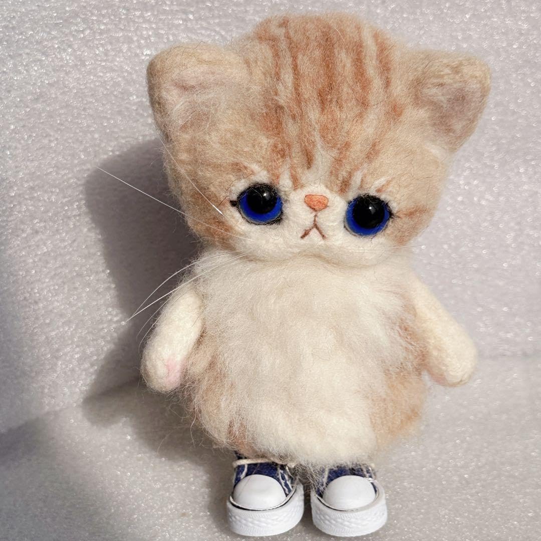 Amazon | chata作家 ぬいぐるみ ネコ羊毛フェルト テディベア ハンド